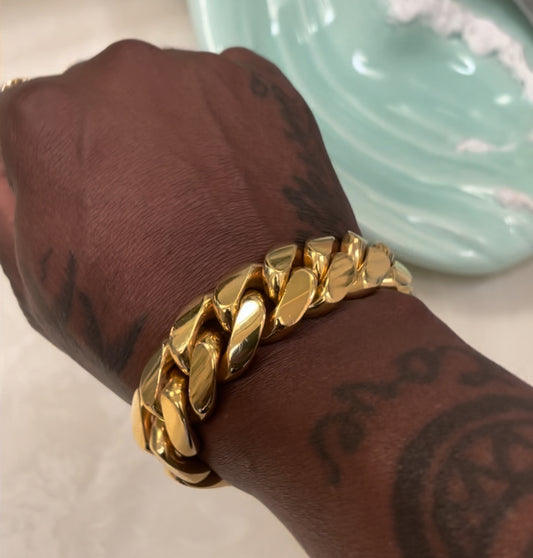 20mm 14k Gold Miami Cuban link bracelet 950 silver