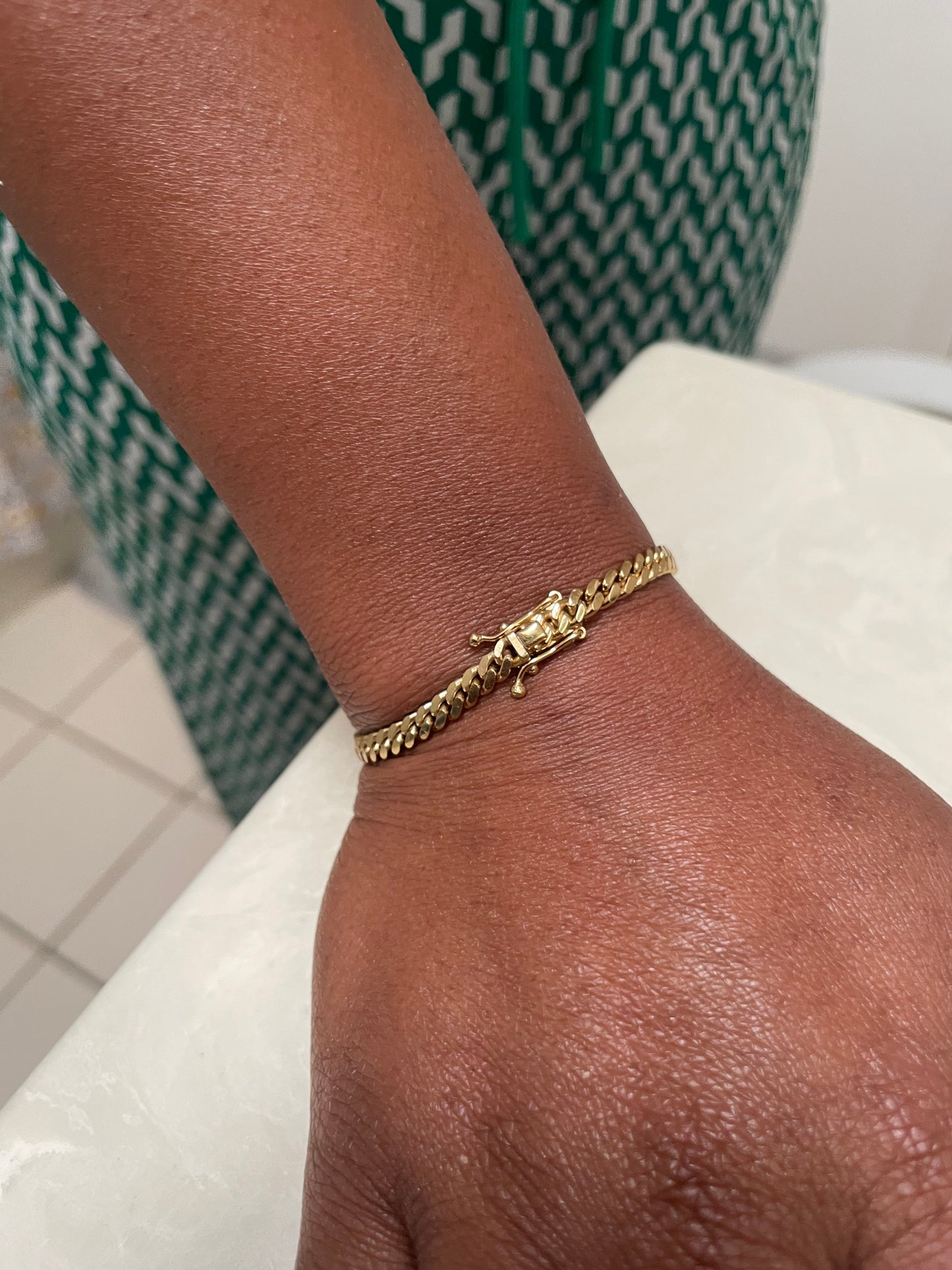 4MM 14k Gold Miami Cuban Link Bracelet 950 Silver