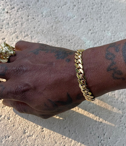 10mm 14k Gold Miami Cuban link bracelet 950 silver