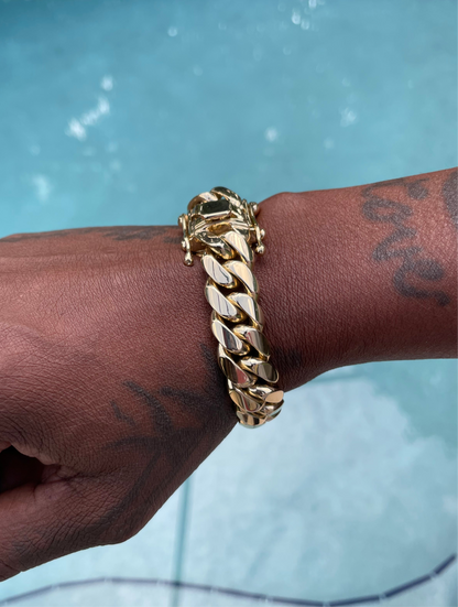 15mm 14k Gold Miami Cuban link bracelet 950 silver