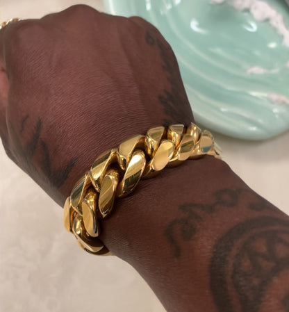 20mm 14k Gold Miami Cuban link bracelet 950 silver